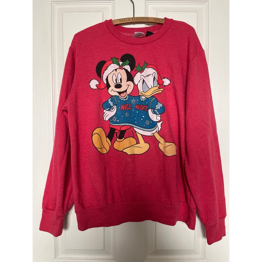 Disney Mickey Mouse Donald Duck Crewneck Holiday Sweatshirt Unisex Size Medium